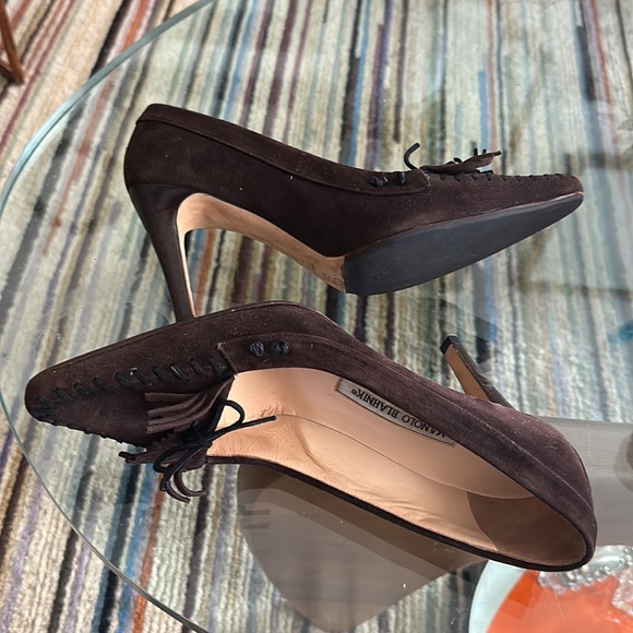 Manolo Blahnik suede moccasin heel EUC size 8 - Picture 3 of 6